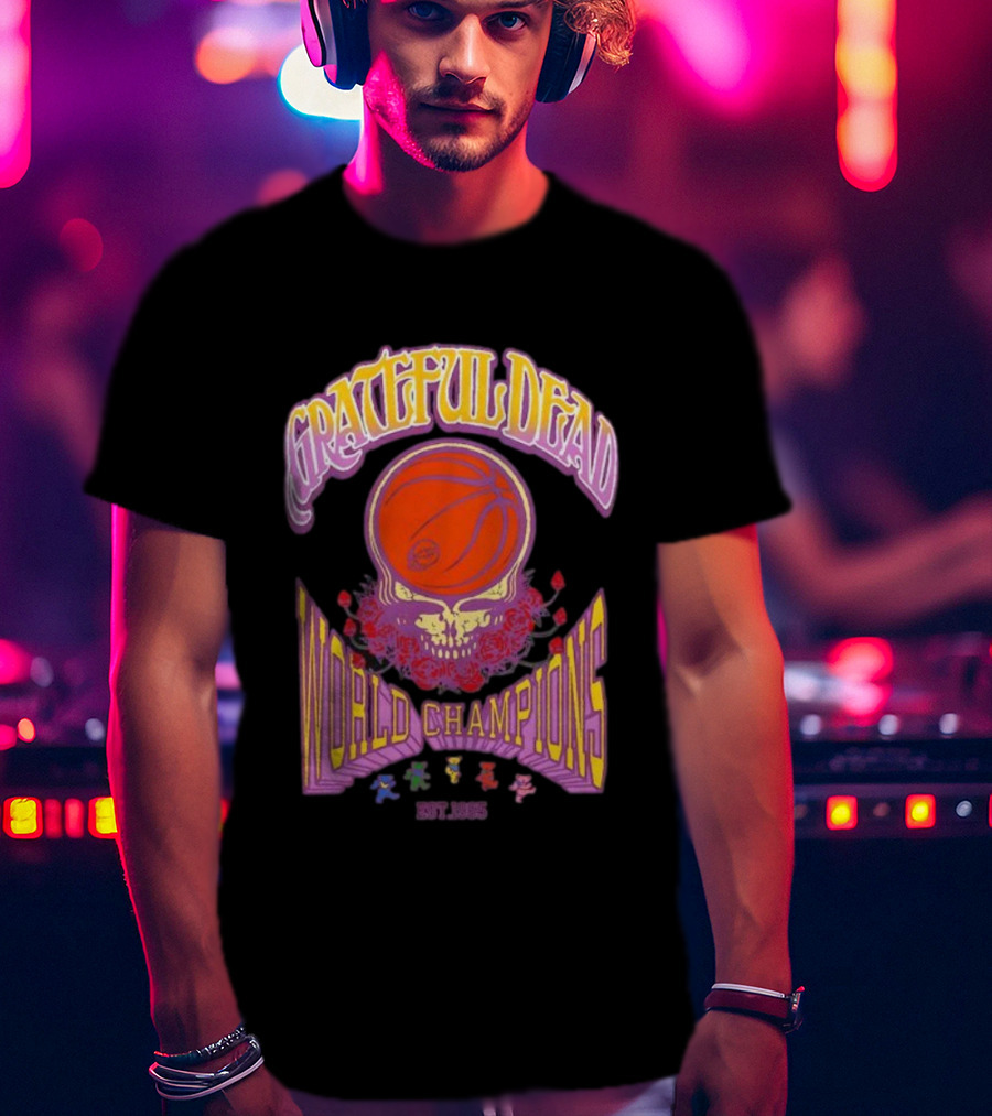 Grateful Dead Basketball Skull Roses World Champions Est 1965 T-Shirt