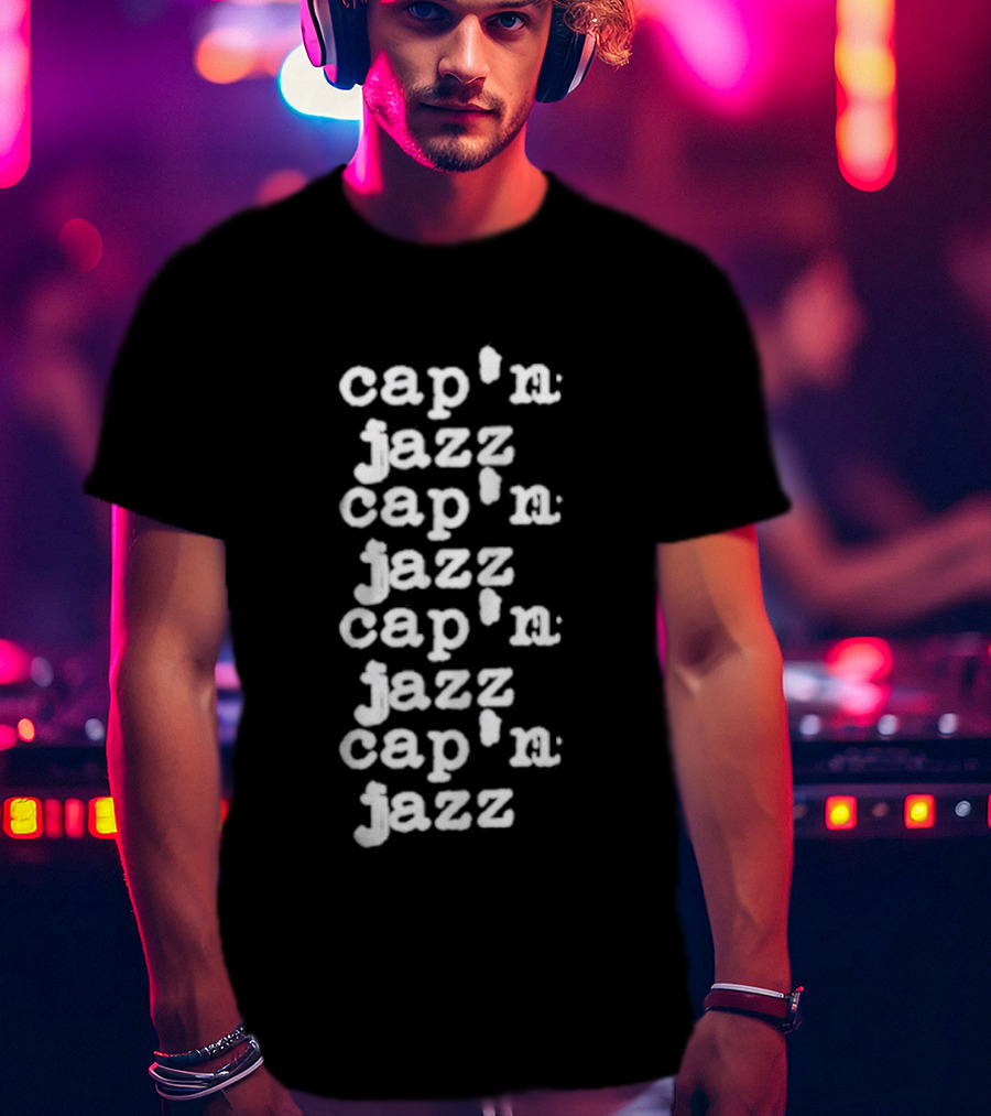Cap'n Jazz Repeated Text Pattern T-Shirt