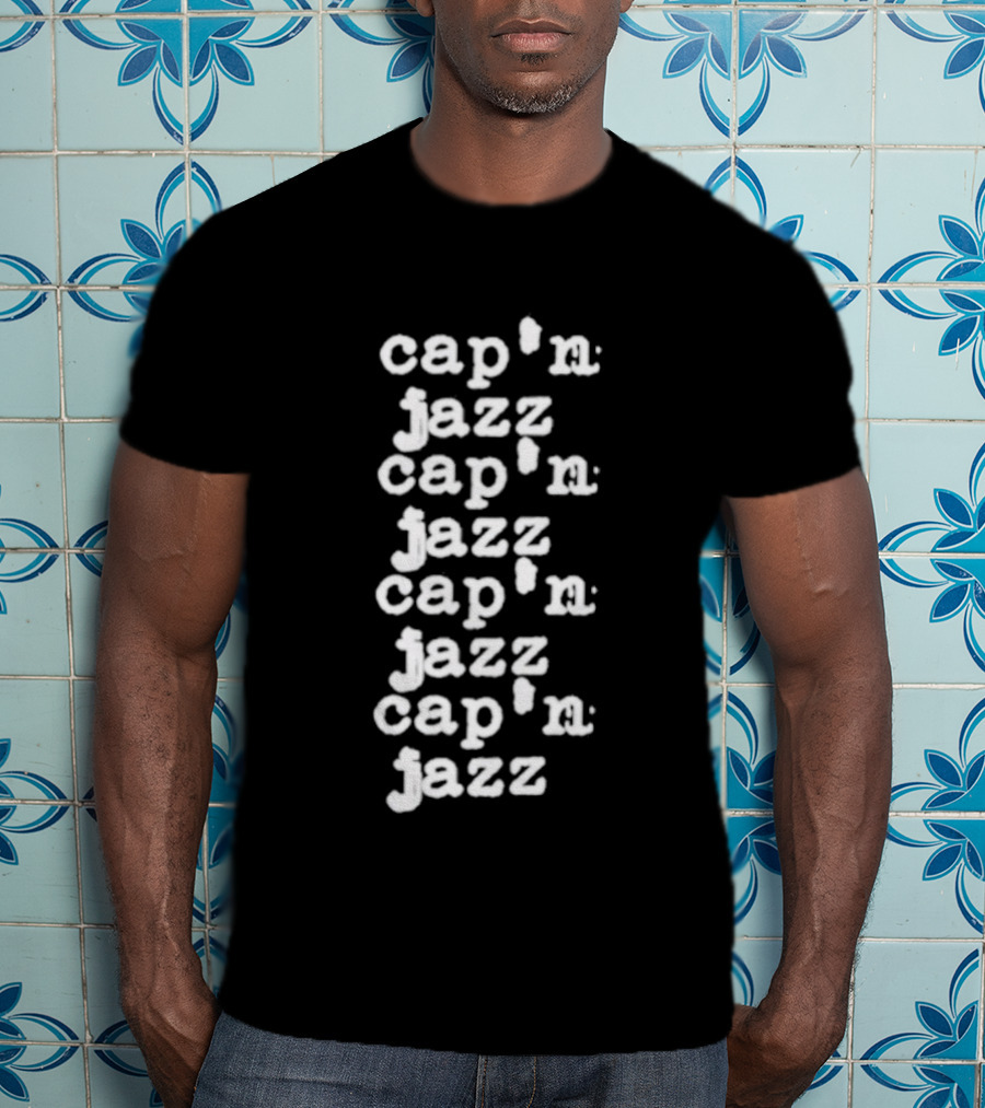 Cap'n Jazz Repeated Text Pattern T-Shirt