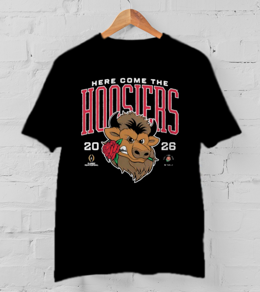 Indiana Hoosiers 2026 Rose Bowl Here Come The Hoosiers Buffalo Logo T-Shirt