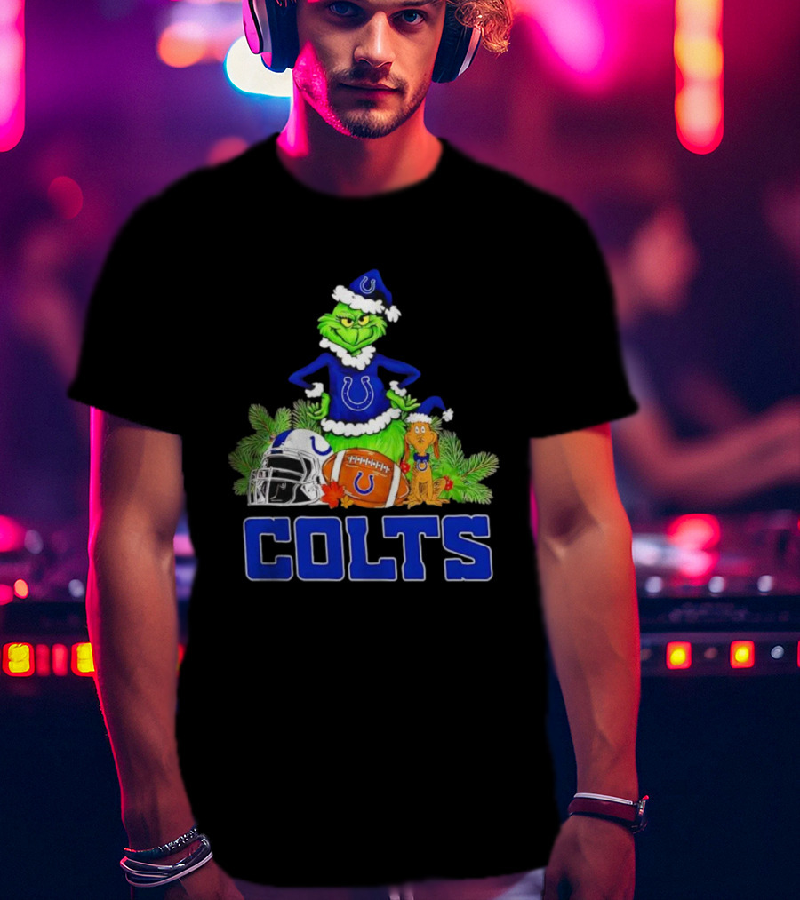 Indianapolis Colts Grinch Max Christmas Football Helmet T-Shirt
