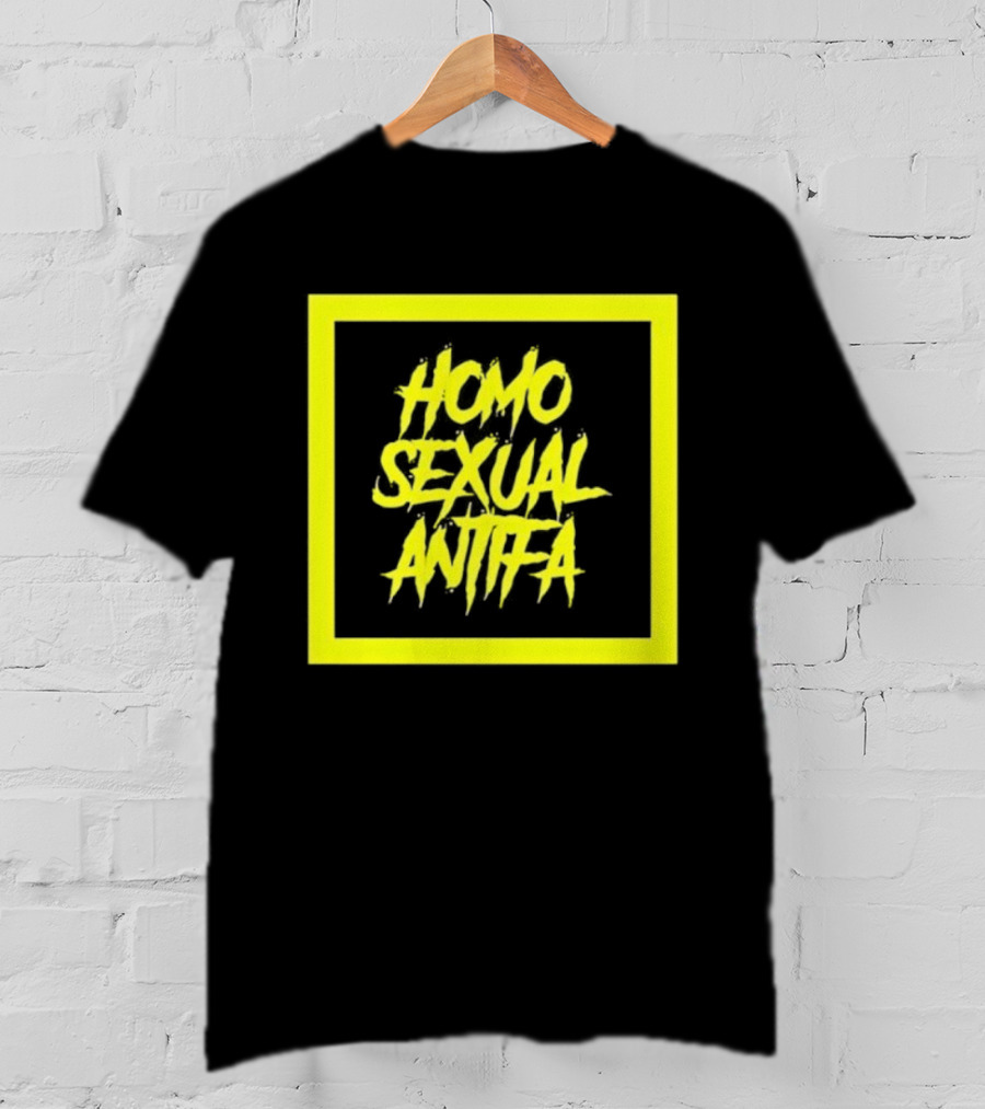 Homo Sexual Antifa Yellow Bold Text Square T-Shirt