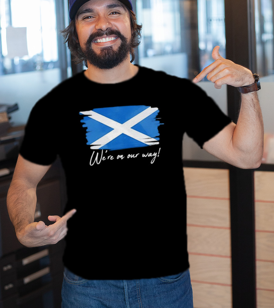 We’re On Our Way Saltire Flag Scottish Pride T-Shirt