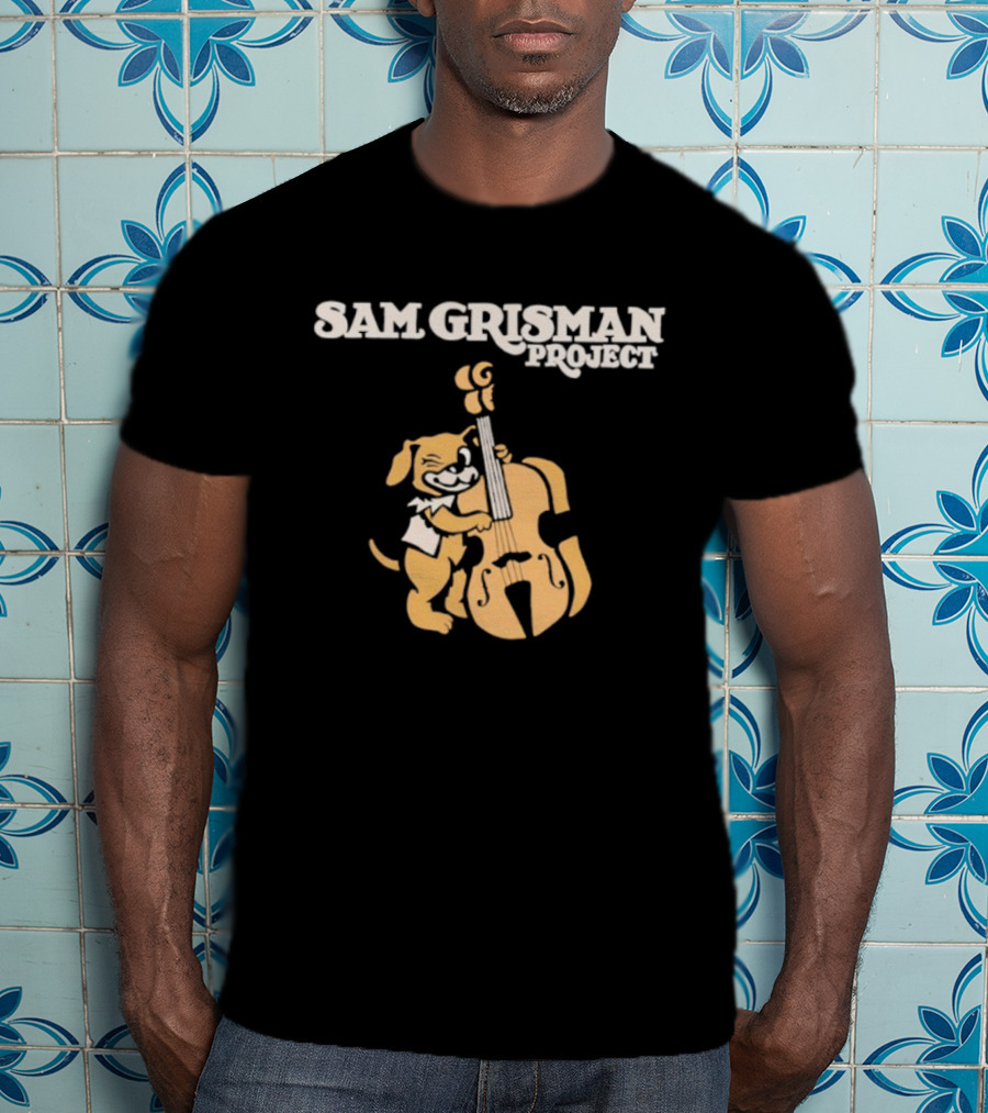 Sam Grisman Project Bass Dawg Musical Cartoon Dog Playing Bass T-Shirt