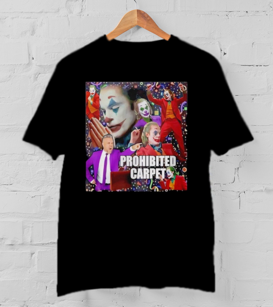 Prohibited Carpet Joker Clown Faces Confetti T-Shirt