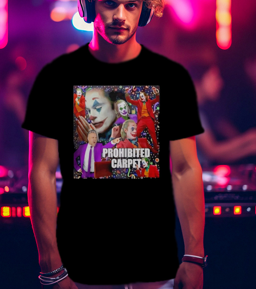 Prohibited Carpet Joker Clown Faces Confetti T-Shirt