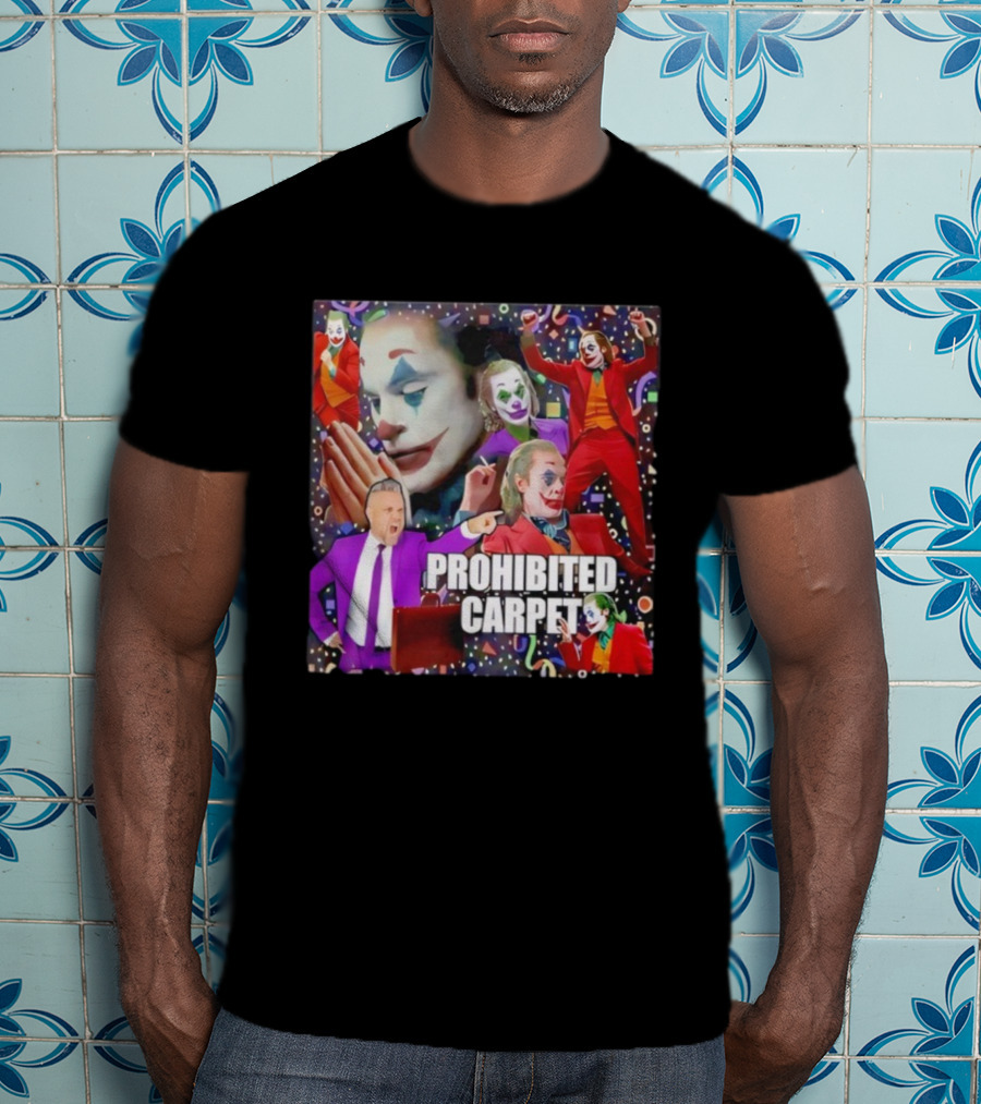 Prohibited Carpet Joker Clown Faces Confetti T-Shirt