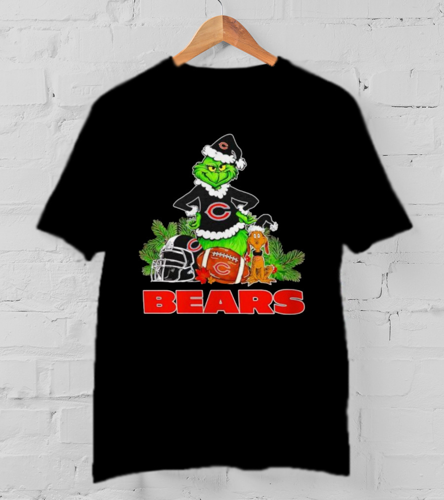 Chicago Bears Christmas Grinch Max Holiday Helmet T-Shirt