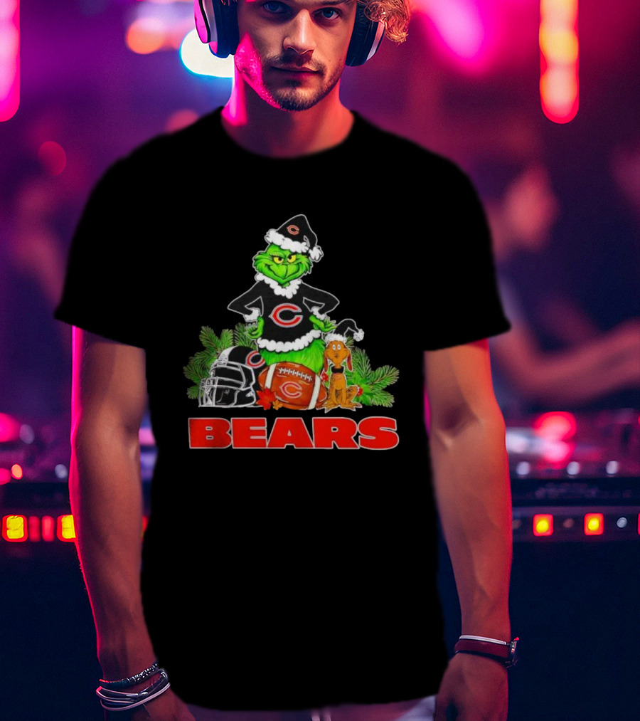 Chicago Bears Christmas Grinch Max Holiday Helmet T-Shirt