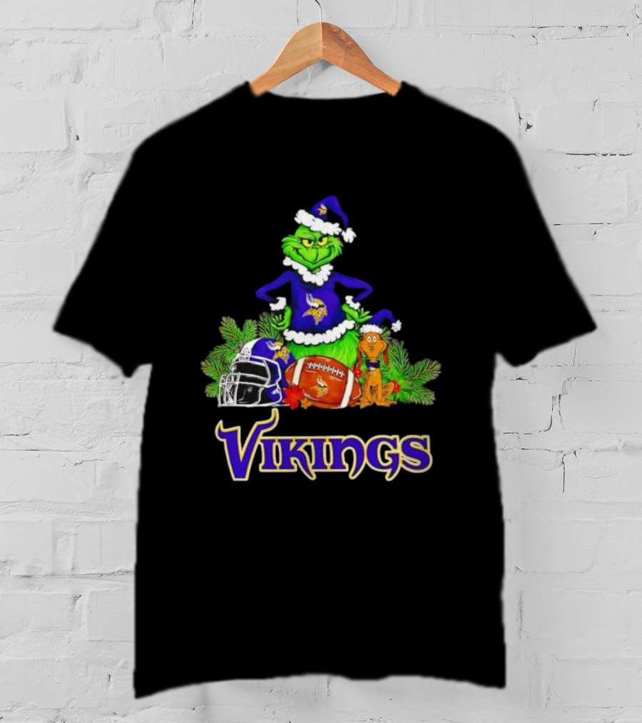 The Grinch Max Christmas Minnesota Vikings Football Helmets T-Shirt