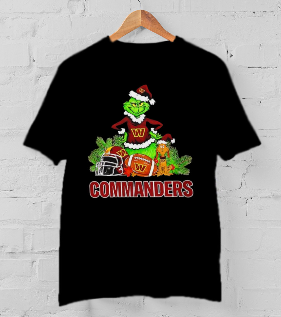 The Grinch And Max Commanders Christmas Football Theme T-Shirt