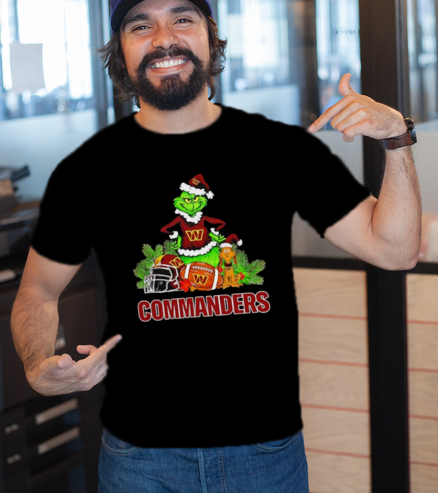 The Grinch And Max Commanders Christmas Football Theme T-Shirt