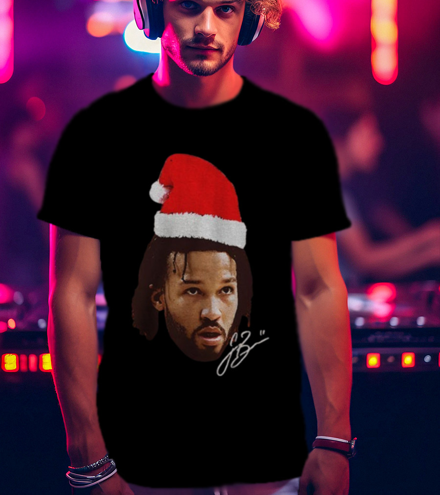 Jalen Brunson Santa Hat Ugly Christmas Signature JB2 T-Shirt