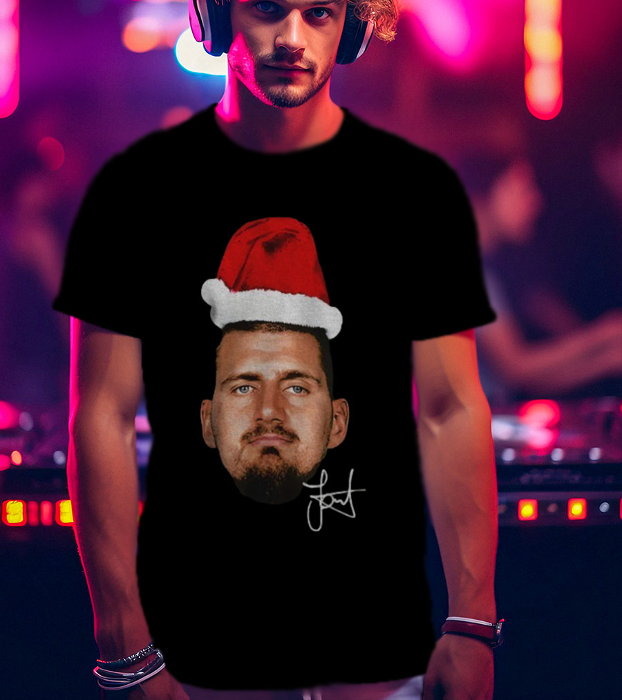 Nikola Jokic Santa Hat Christmas Denver Nuggets T-Shirt