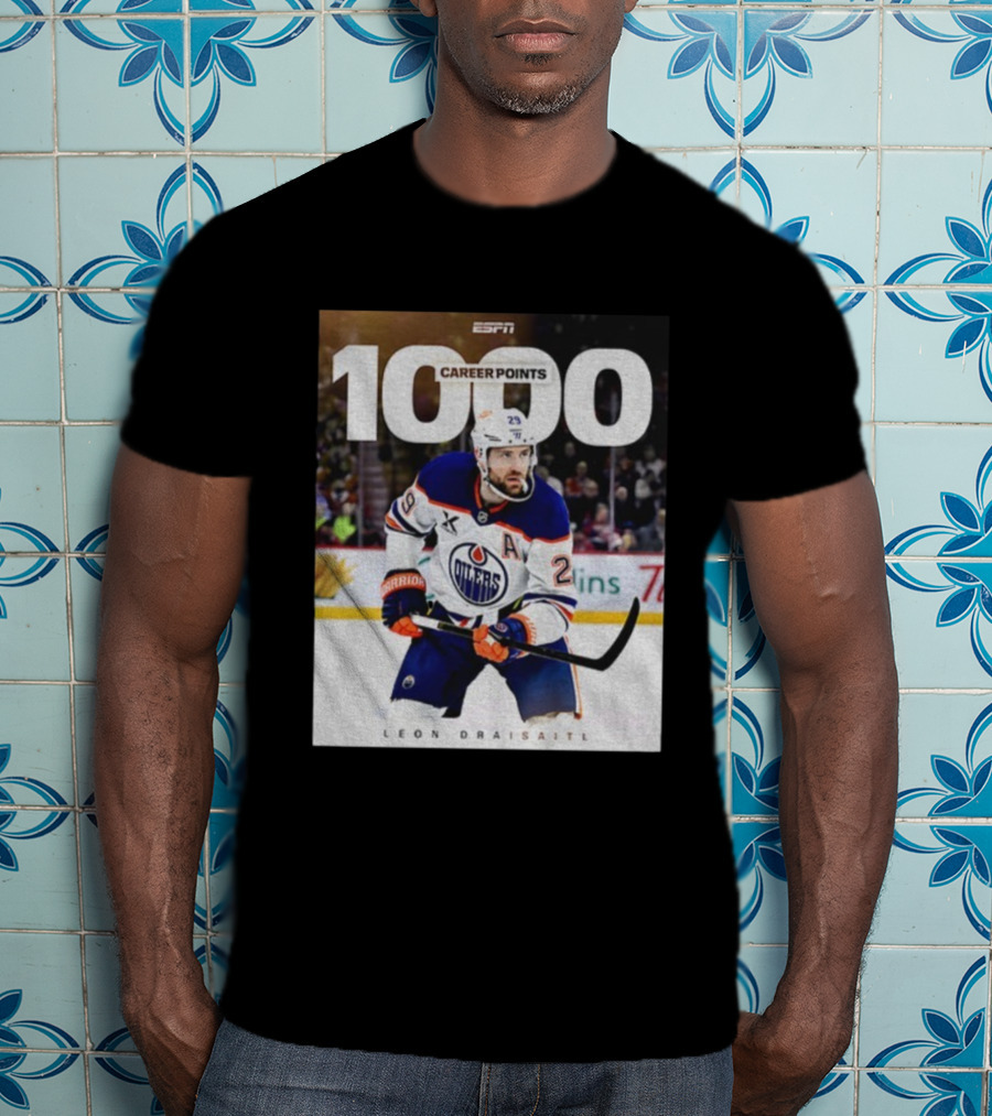 ESPN Leon Draisaitl Career Points 1000 Milestone Edmonton Oilers T-Shirt