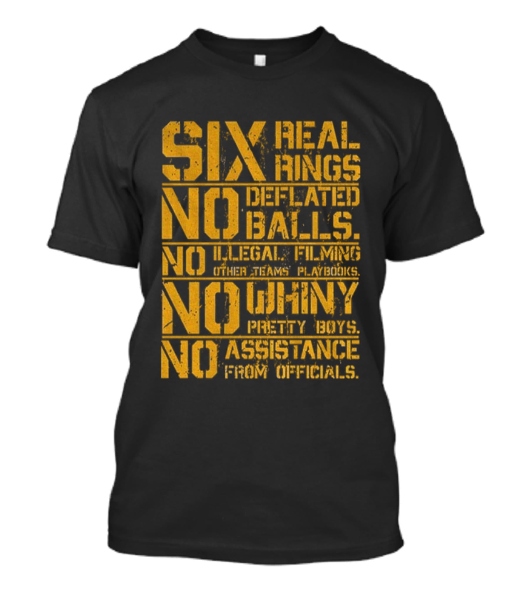 Pittsburgh Steelers Six Real Rings No Deflated Balls No Illegal Filming No Shinny Mystery Substances T-Shirt