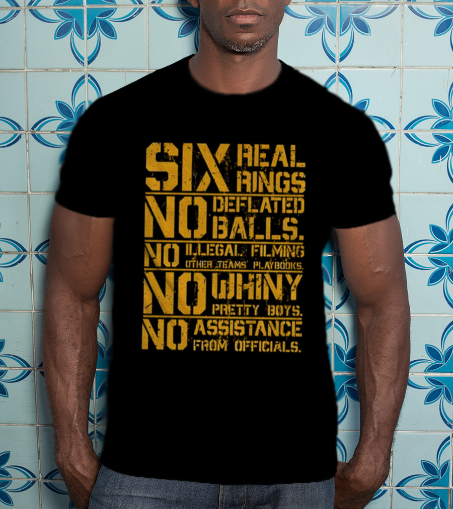 Pittsburgh Steelers Six Real Rings No Deflated Balls No Illegal Filming No Shinny Mystery Substances T-Shirt