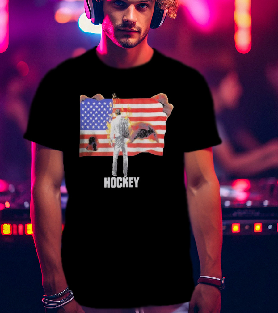 510 Skateboarding Hockey American Flag Burning Man Nobody T-Shirt