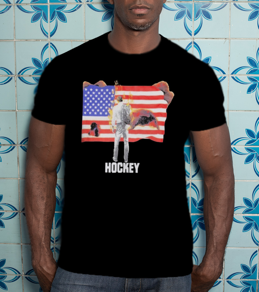 510 Skateboarding Hockey American Flag Burning Man Nobody T-Shirt