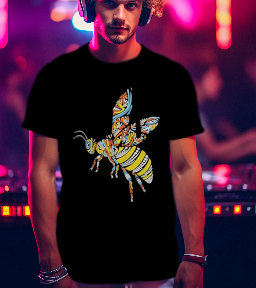 Bumpin Uglies Psychedelic Bee Vibrant Colorful Design T-Shirt