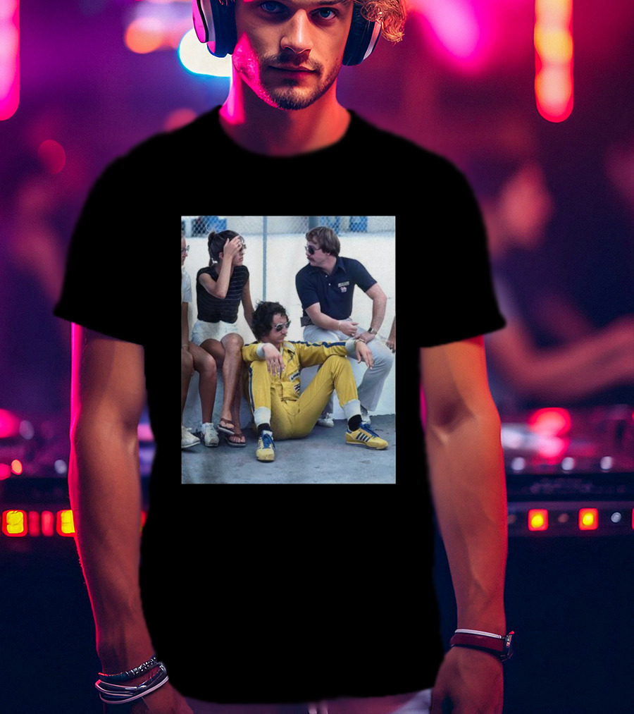 NASCAR Winston Cup Series Retro Dale Earnhardt Pit Road Style Yellow Jumpsuit With Adidas Sneakers T-Shirt