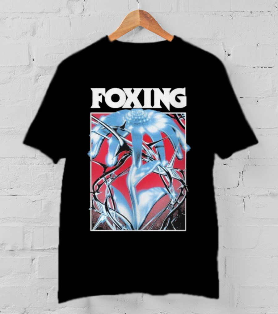 Foxing Chrome Bloom Metallic Floral Art T-Shirt