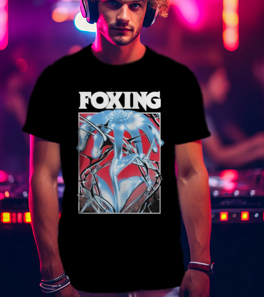 Foxing Chrome Bloom Metallic Floral Art T-Shirt