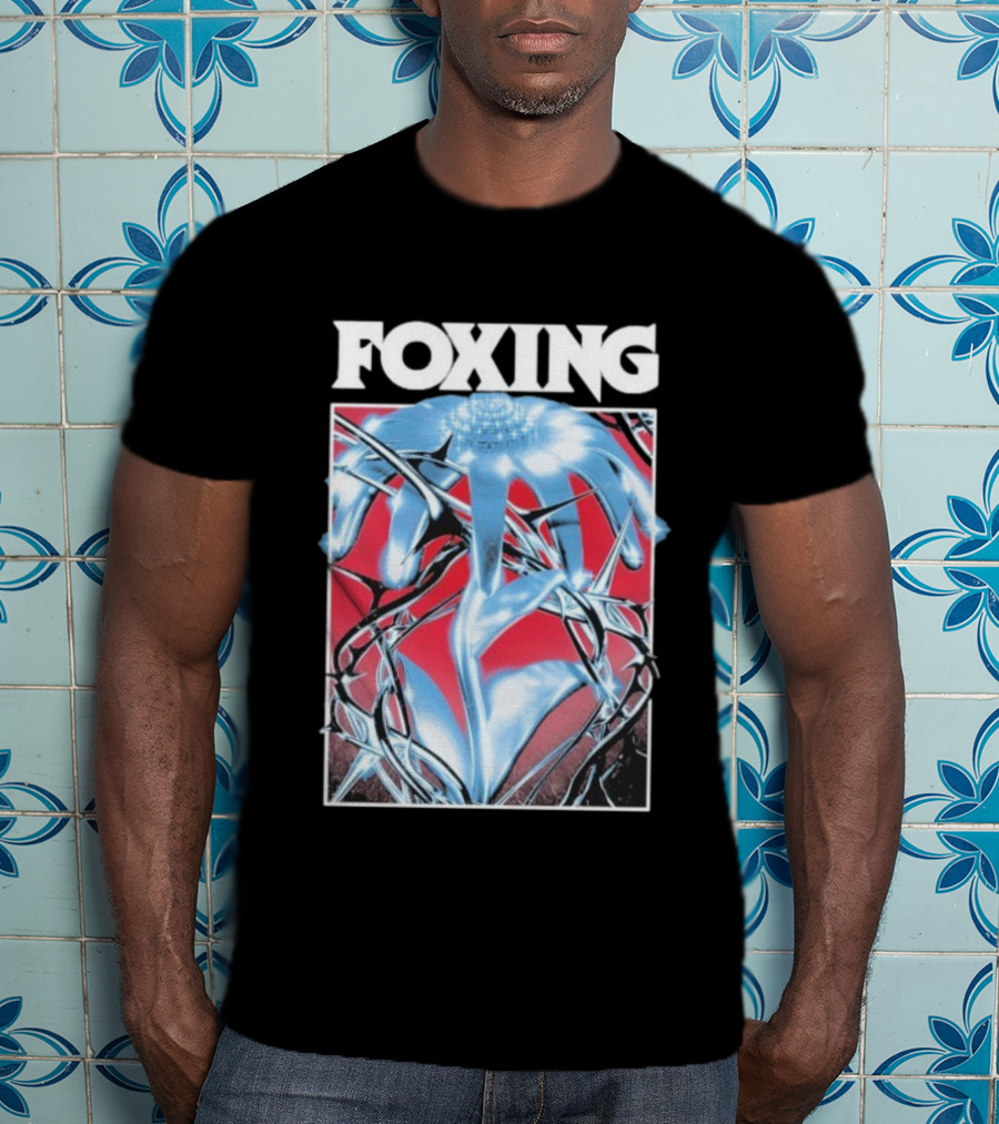 Foxing Chrome Bloom Metallic Floral Art T-Shirt