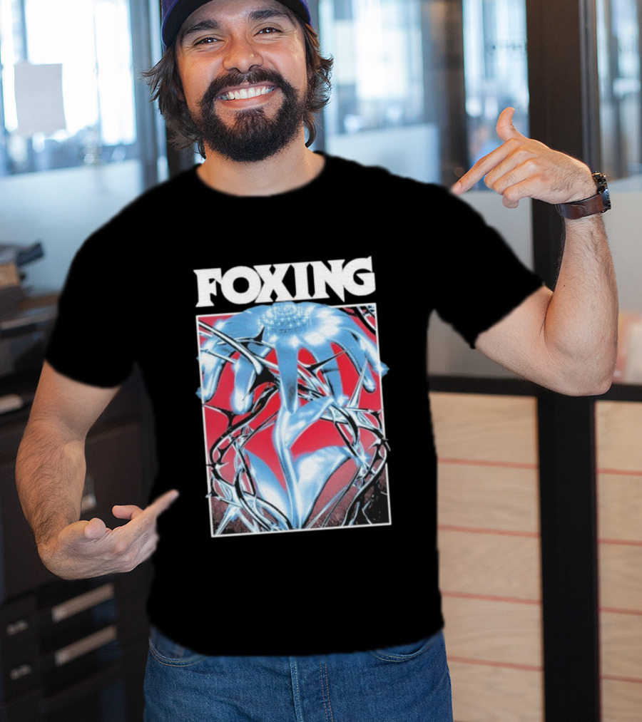 Foxing Chrome Bloom Metallic Floral Art T-Shirt