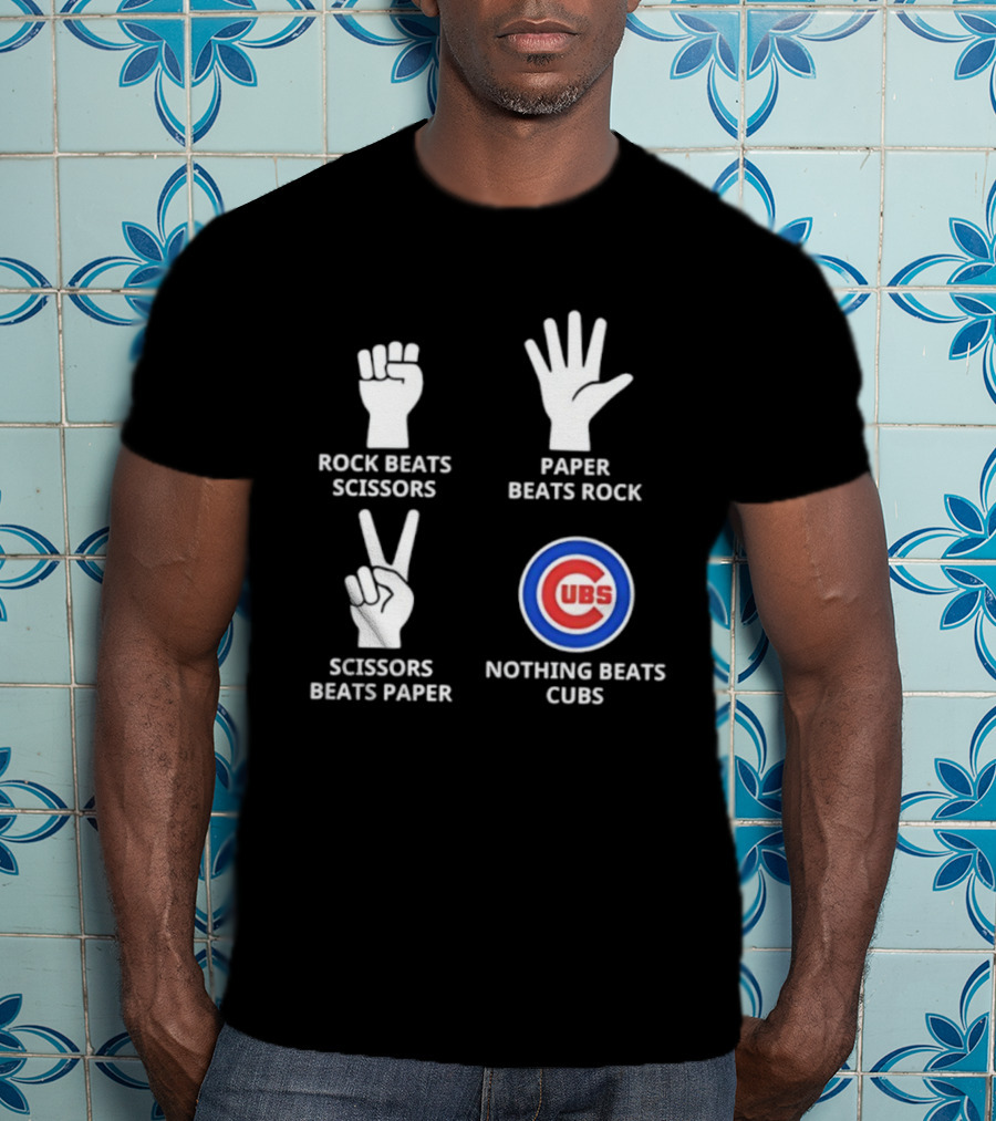 Chicago Cubs Rock Paper Scissors Nothing Beats Cubs T-Shirt