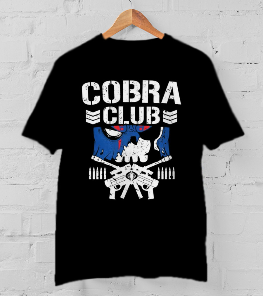 Cobra Club Skull Crossed Guns Bullet Chevrons Bold Design T-Shirt