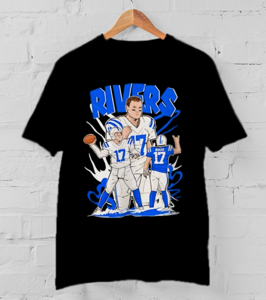 Philip Rivers 17 Indianapolis Colts Cartoon Football Player Art T-Shirt