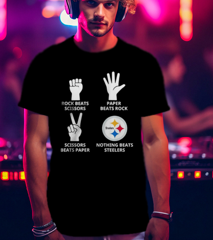 Pittsburgh Steelers Rock Paper Scissors Nothing Beats Steelers Logo T-Shirt