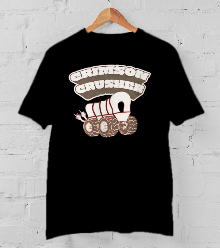 Crimson Crusher Covered Wagon Monster Truck Icon T-Shirt