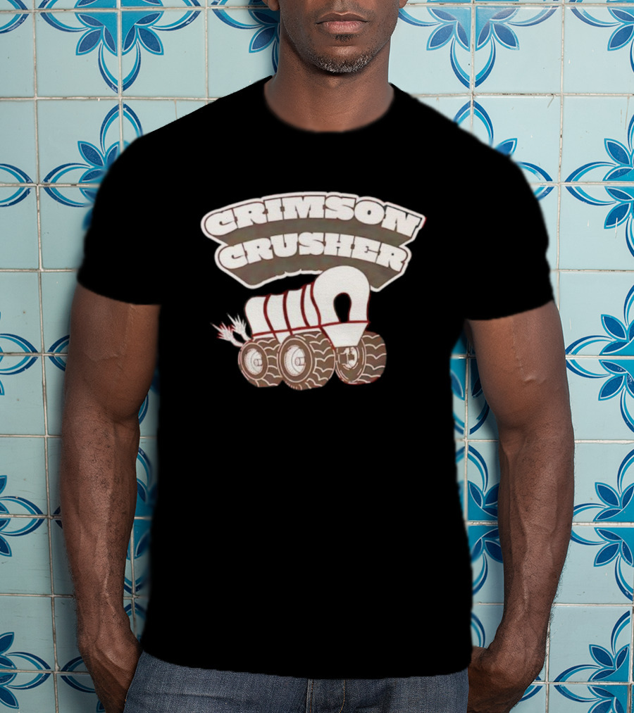 Crimson Crusher Covered Wagon Monster Truck Icon T-Shirt