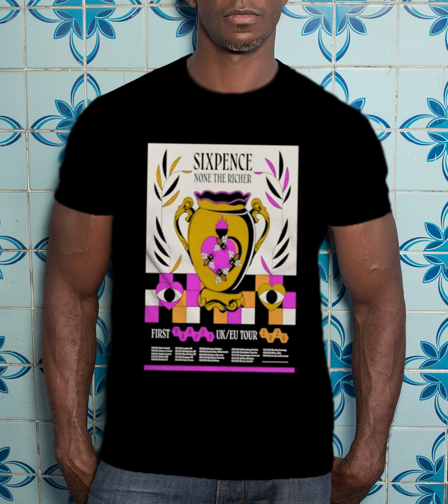 Sixpence None The Richer First Proper UK EU Tour 2026 Eye And Vase Motif T-Shirt