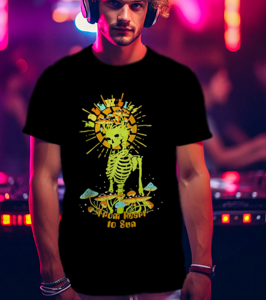 Skeleton Edelweiss From Heart To Sun Mushrooms Sunburst T-Shirt