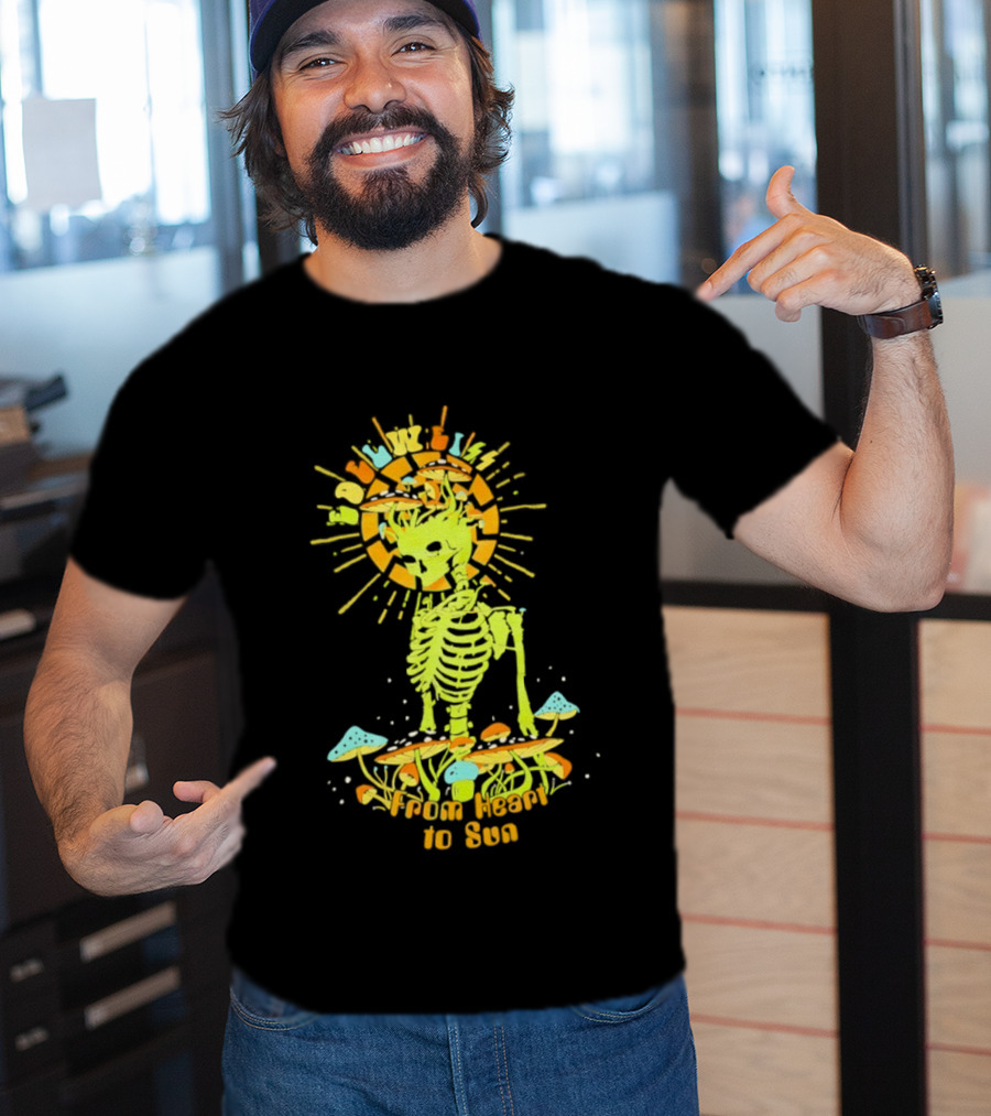 Skeleton Edelweiss From Heart To Sun Mushrooms Sunburst T-Shirt