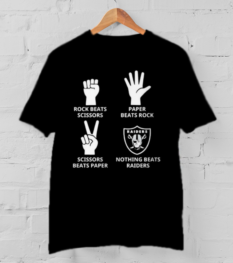 Las Vegas Raiders Nothing Beats Rock Paper Scissors Raiders Logo T-Shirt