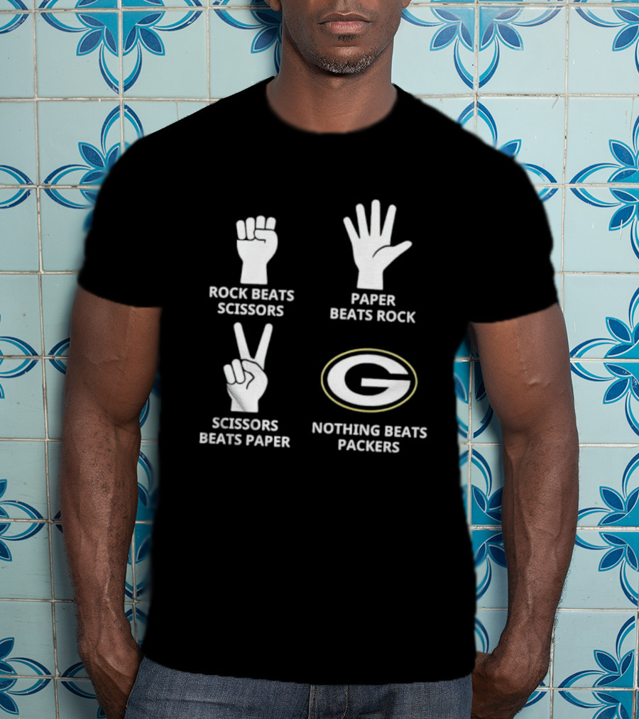 Rock Paper Scissors Nothing Beats Packers T-Shirt