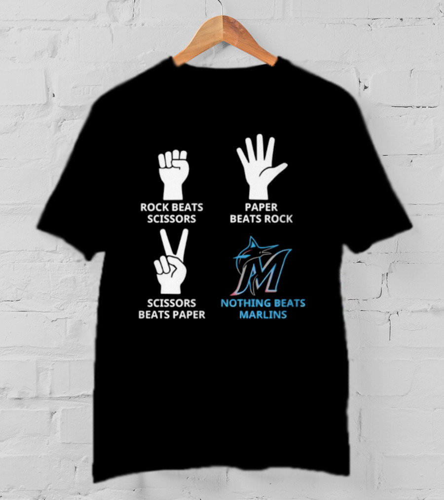 Rock Paper Scissors Marlins Nothing Beats Miami T-Shirt