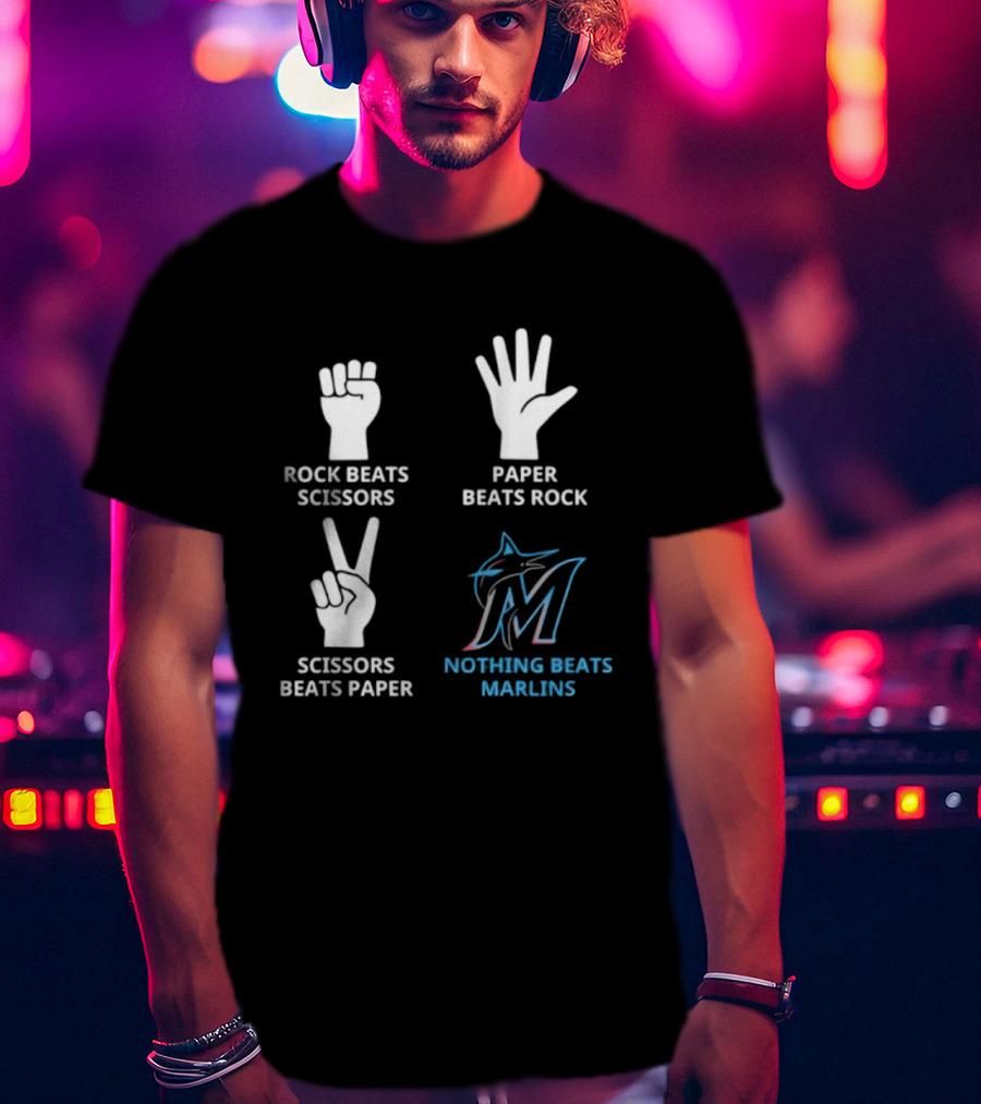 Rock Paper Scissors Marlins Nothing Beats Miami T-Shirt