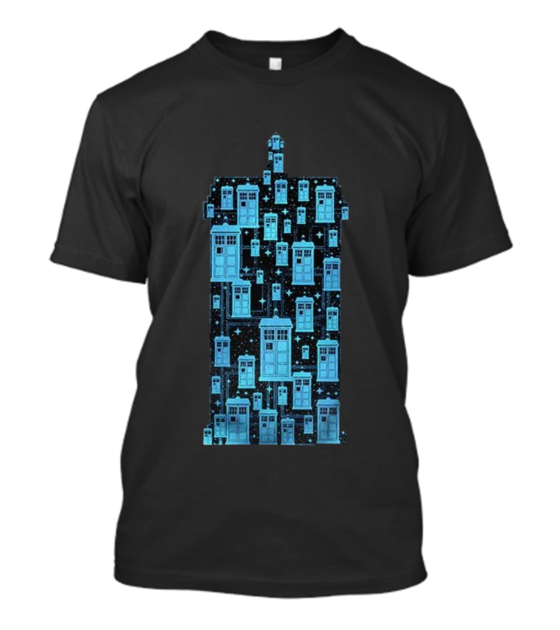 Doctor Who Tardis Time Machine Iconic Sci-Fi Police Box Pattern T-Shirt