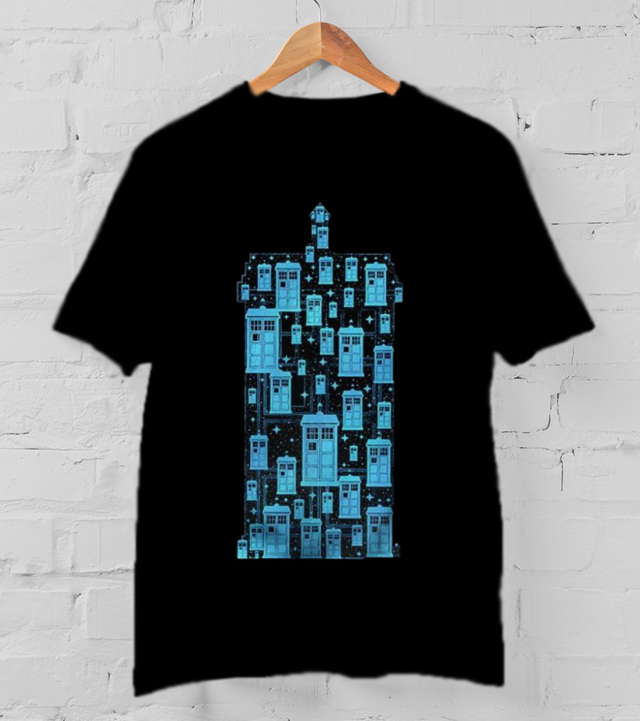 Doctor Who Tardis Time Machine Iconic Sci-Fi Police Box Pattern T-Shirt