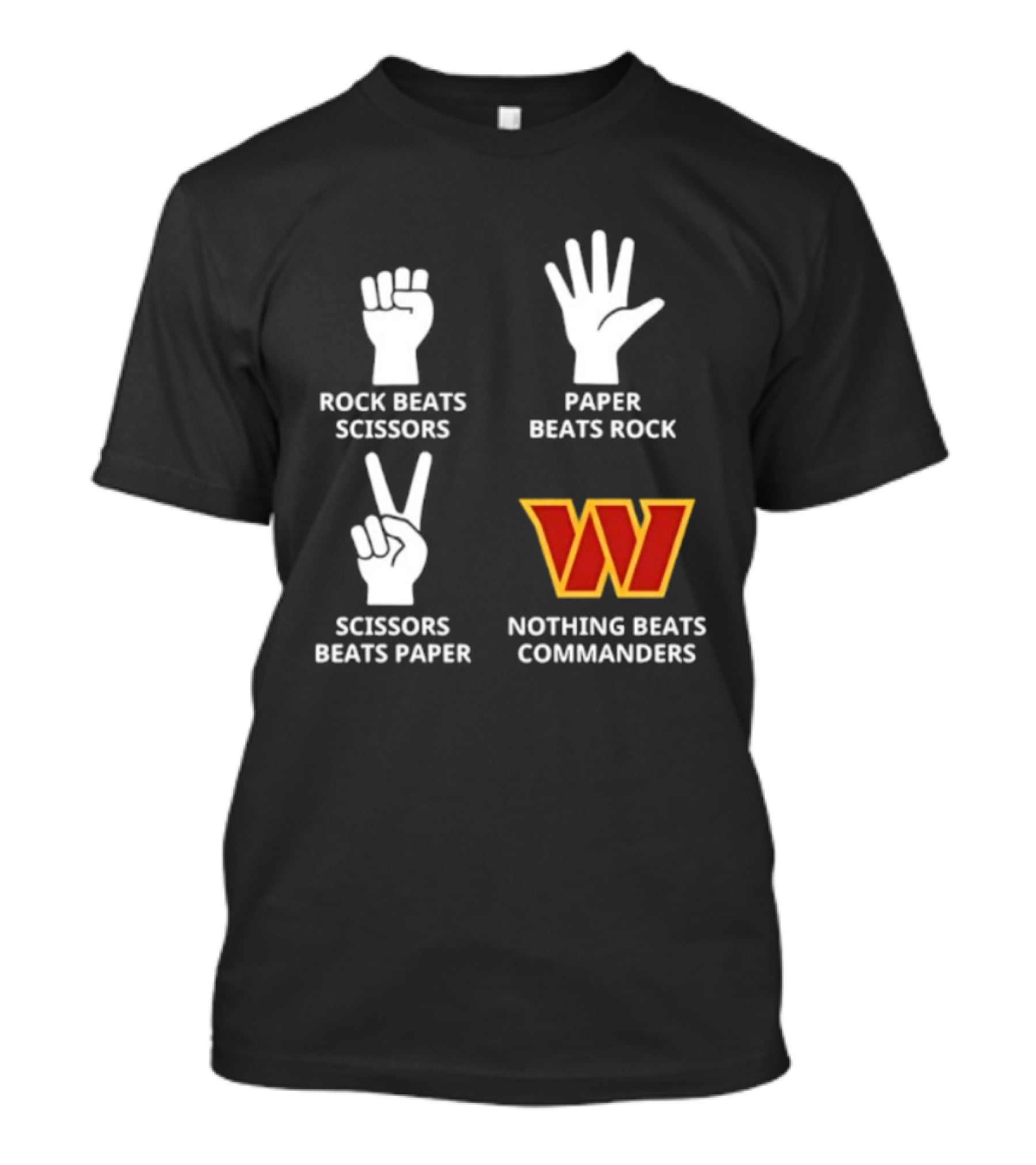 Washington Commanders Rock Paper Scissors Nothing Beats Commanders T-Shirt