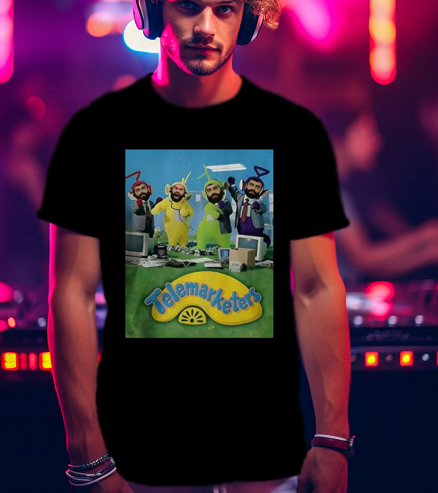 Telemarketers Teletubbies Funny Crossover Mashup T-Shirt