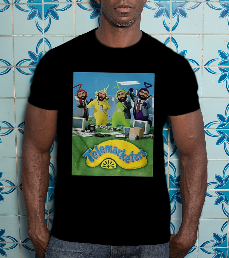 Telemarketers Teletubbies Funny Crossover Mashup T-Shirt