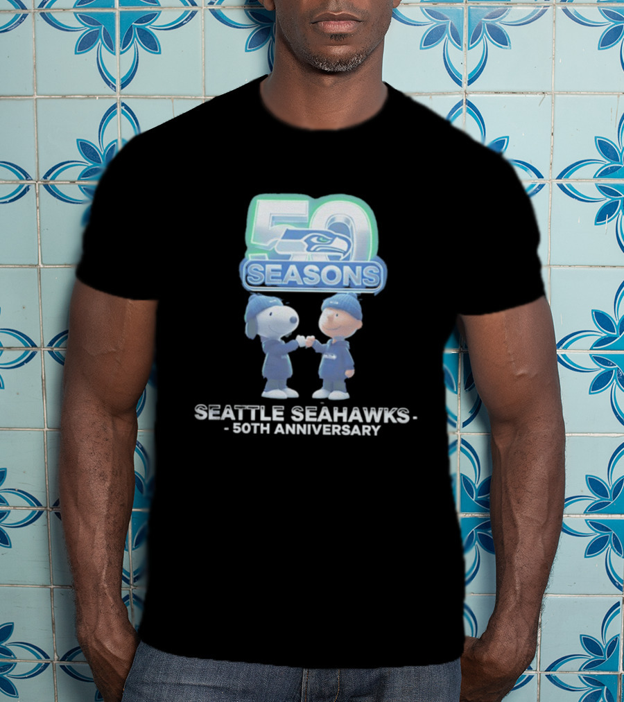 Snoopy Charlie Brown Seattle Seahawks 50 Seasons 50th Anniversary 1976 2026 T-Shirt