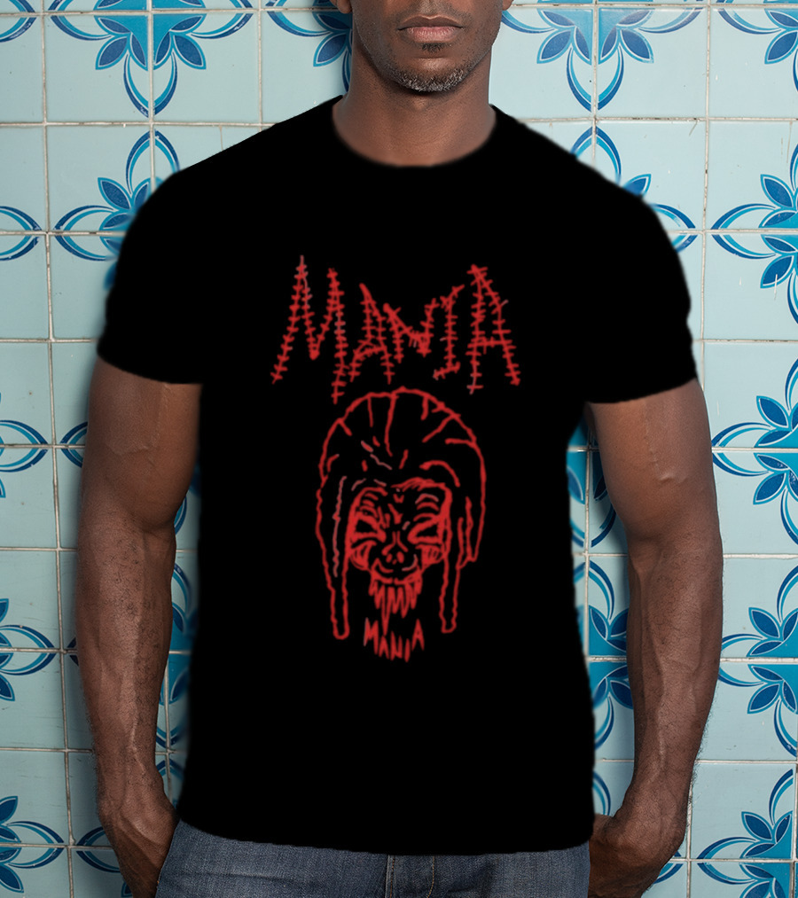 Mania Skull Sofaygo Red Text Design T-Shirt