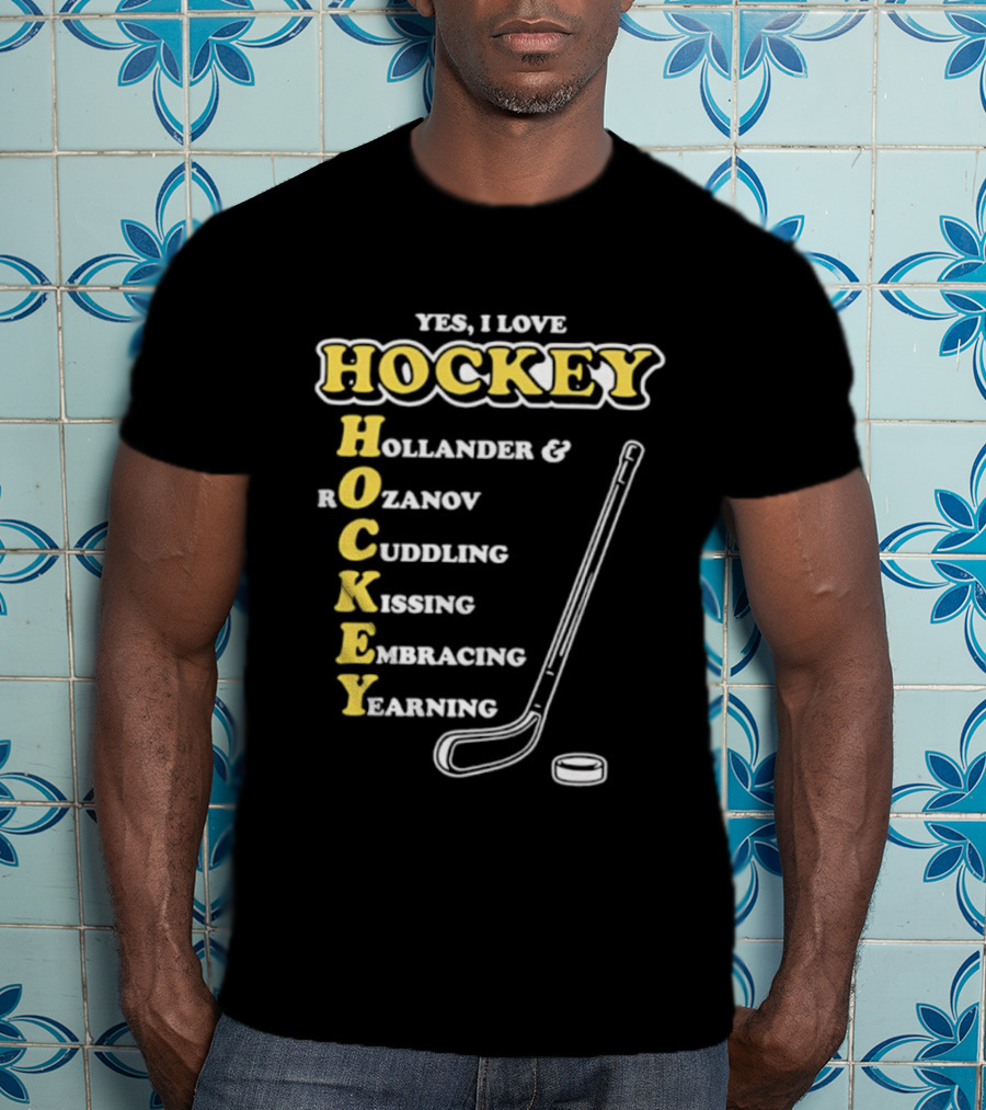 Yes I Love Hockey Hollander Rozanov Cuddling Kissing Embracing Yearning T-Shirt